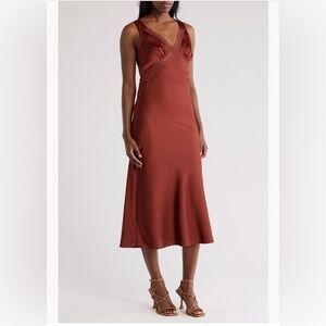 Melloday inset lace bias waist Satin Maxi Dress